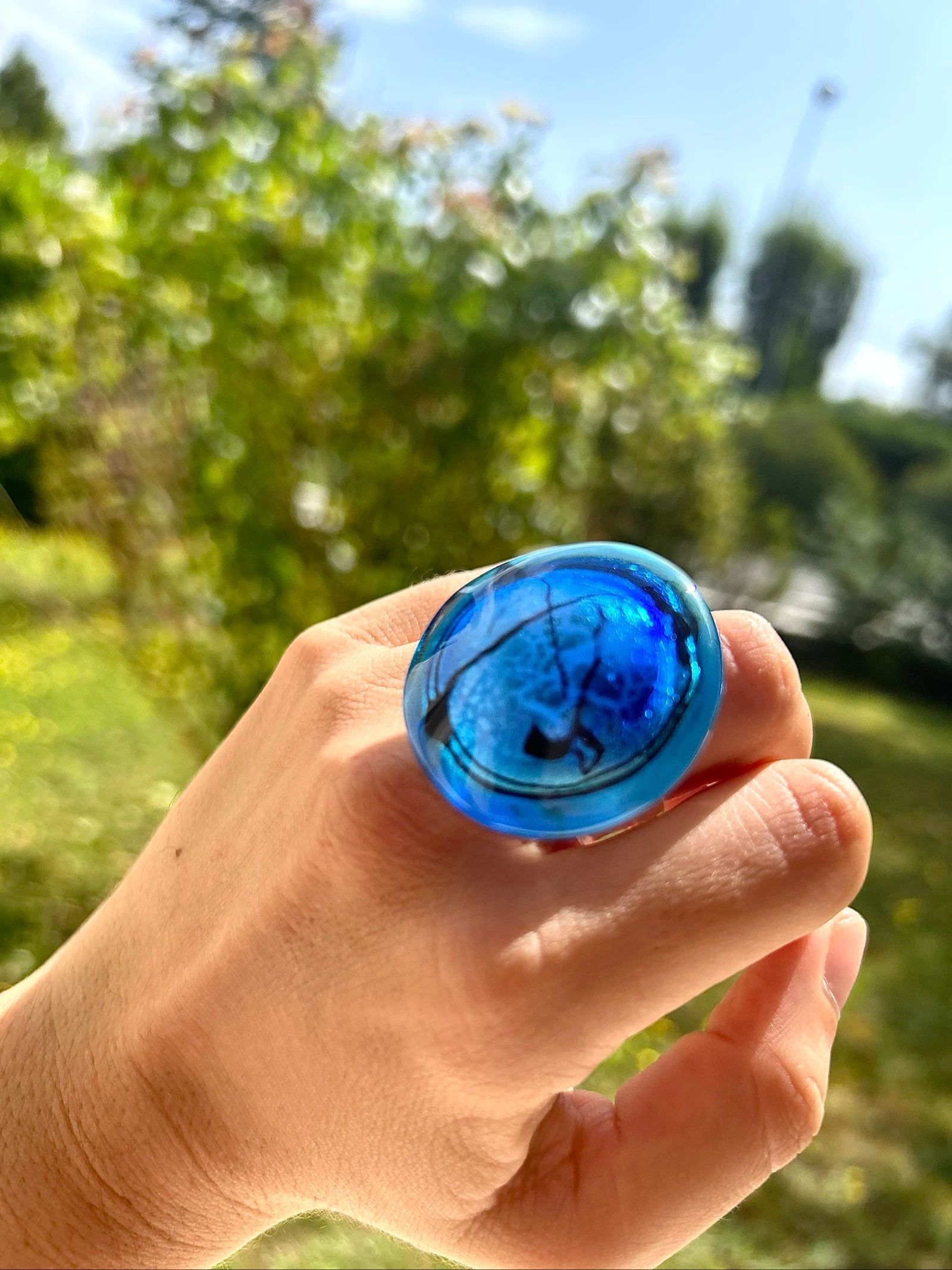 Anel turquesa em vidro soprado de Murano – photo 2